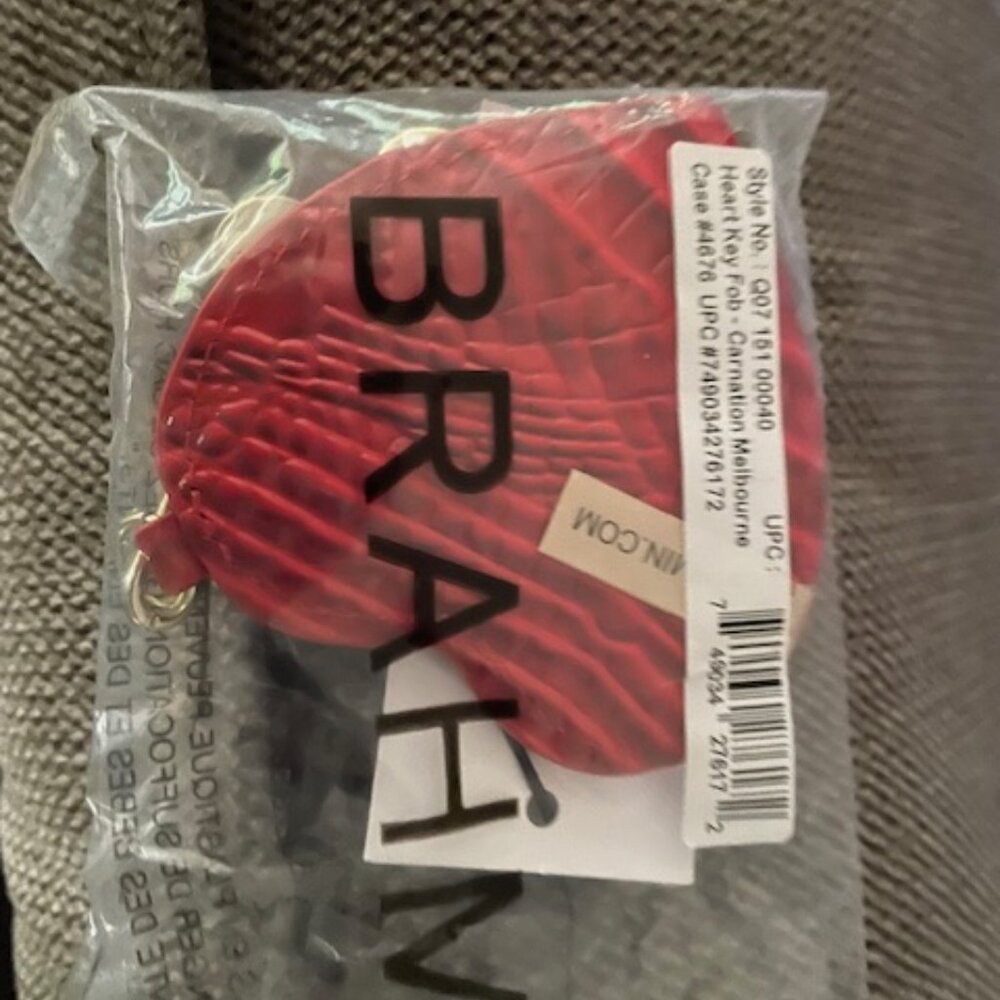 Brahmin Heart Key FOB  Carnation Melbourne Croc-Embossed Leather Charm   NWT